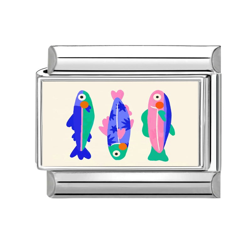 Wholesale Hearts and Love Italian Charms DIY flower fish Single Section Creative Stainless Steel Composable Bracelet