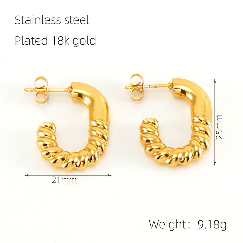 Wholesale Gold Plated Spiral Geometric Stainless Steel Earrings ACC-ES-ZhongYao004