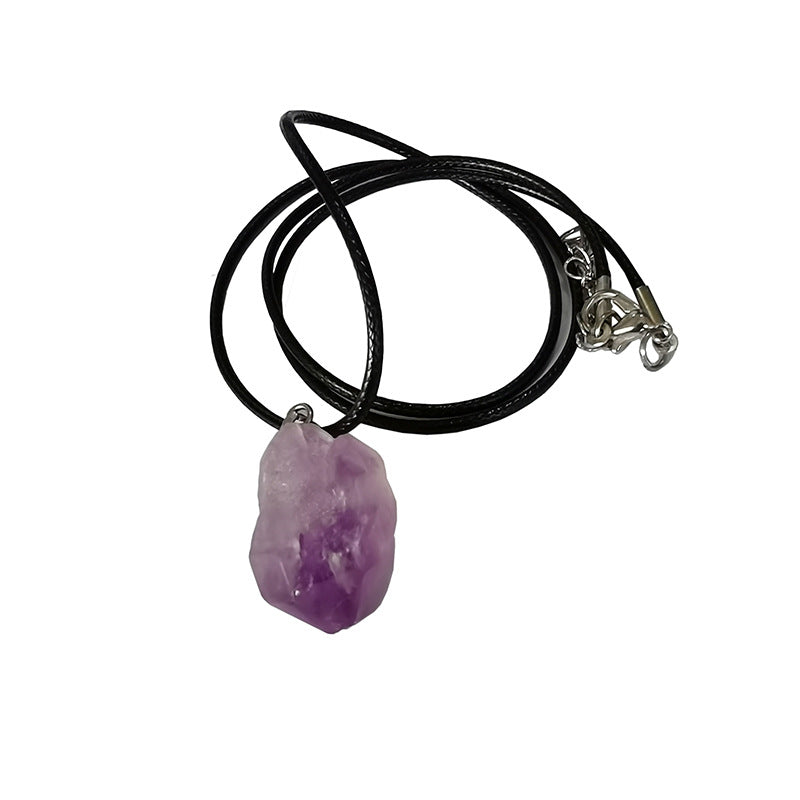 Wholesale Natural Amethyst Naked Stone Necklace  Pendant