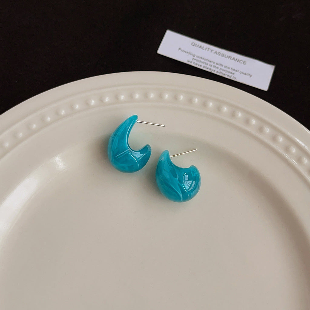 Wholesale Blue oil-drop retro earrings