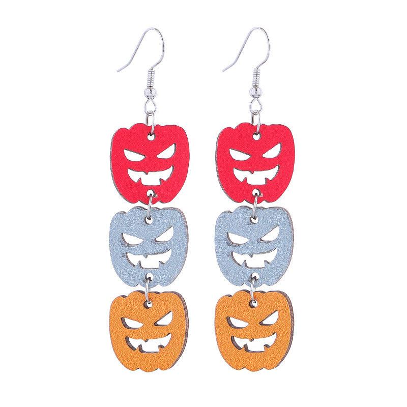 Wholesale Acrylic Earrings Ghost Pumpkin Bat  Skull Long  Halloween Earrings