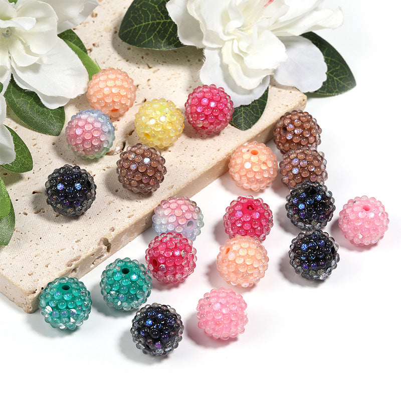 Wholesale 20pcs Aurora Mermaid Beads Diamond Balls Acrylic Beads Through Hole Beads Jewelry Accessories ACC-BDS-BLG034
