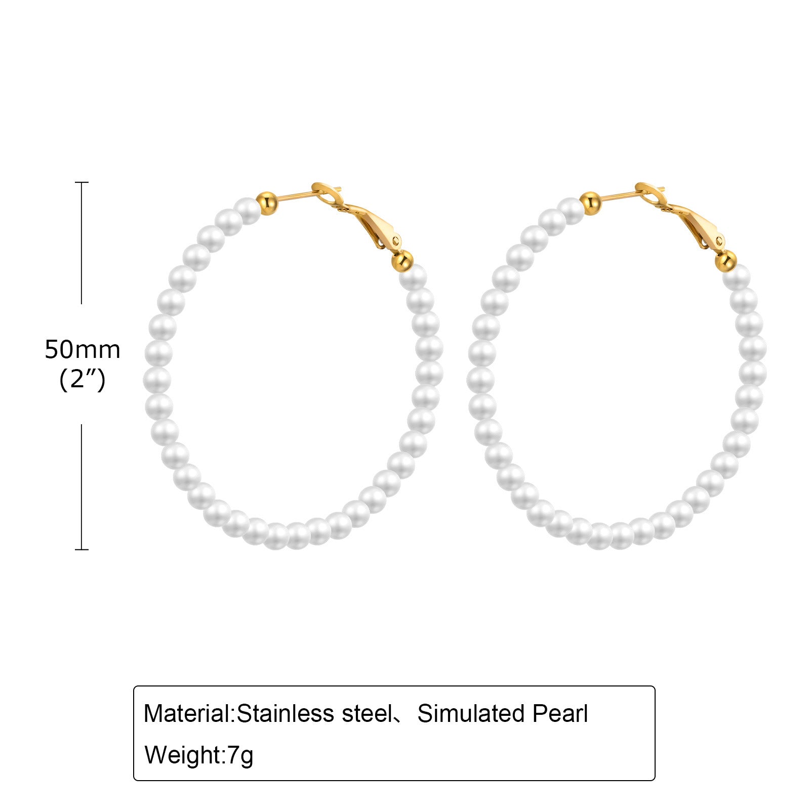 Wholesale Fashion Geometric C-Shape Earrings Imitation Pearl Stainless Steel Gold Jewelry Accessory