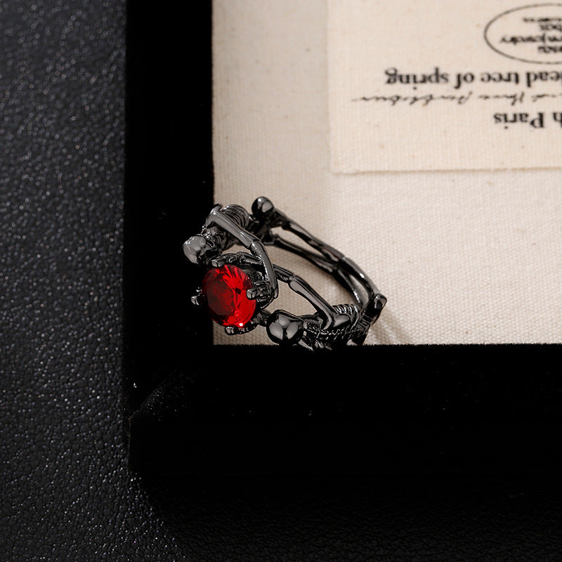 Wholesale Dark Night Ghost Retro Punk Style Skull Skeleton Zircon Ring