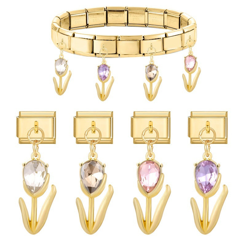 Wholesale Italian Charm Bracelet 9mm DIY Fine Glitter   Creative Stainless Steel Composable Bracelet