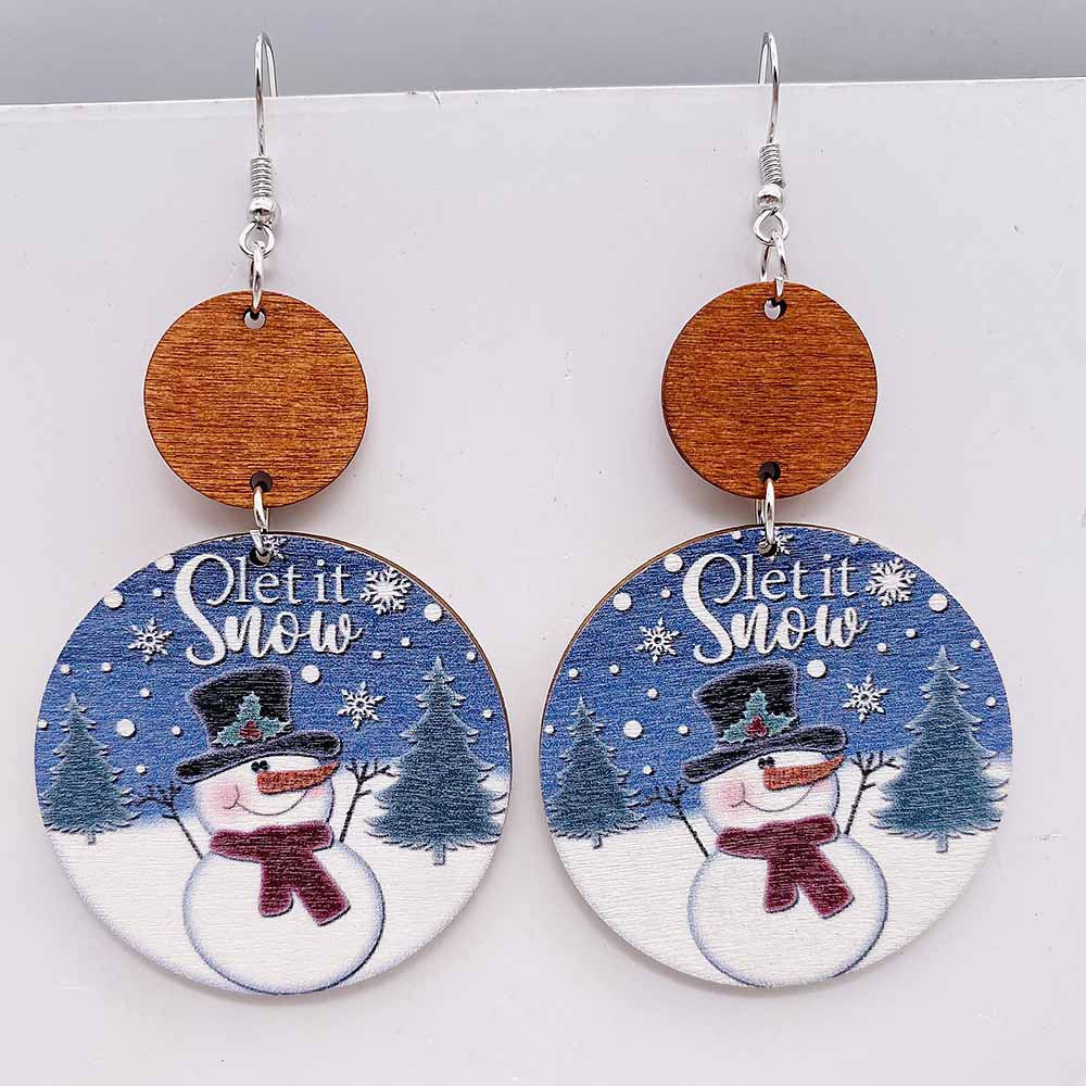 Wholesale  Christmas earrings retro style wooden earrings