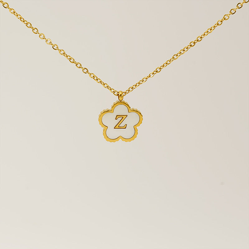 Wholesale Stainless Steel Letter Flower Necklace