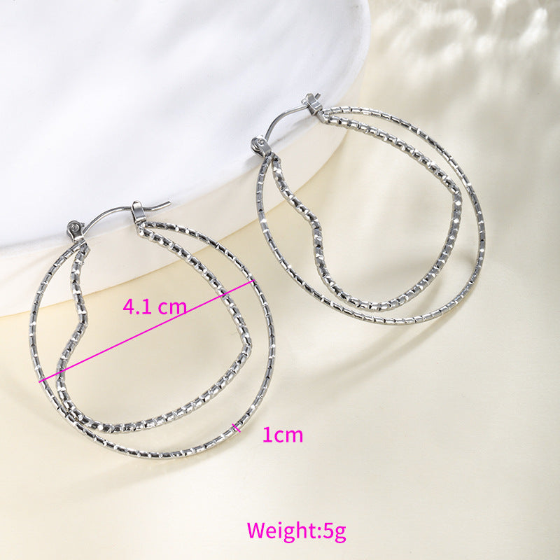 Wholesale Stainless steel heart-shaped large circle earrings