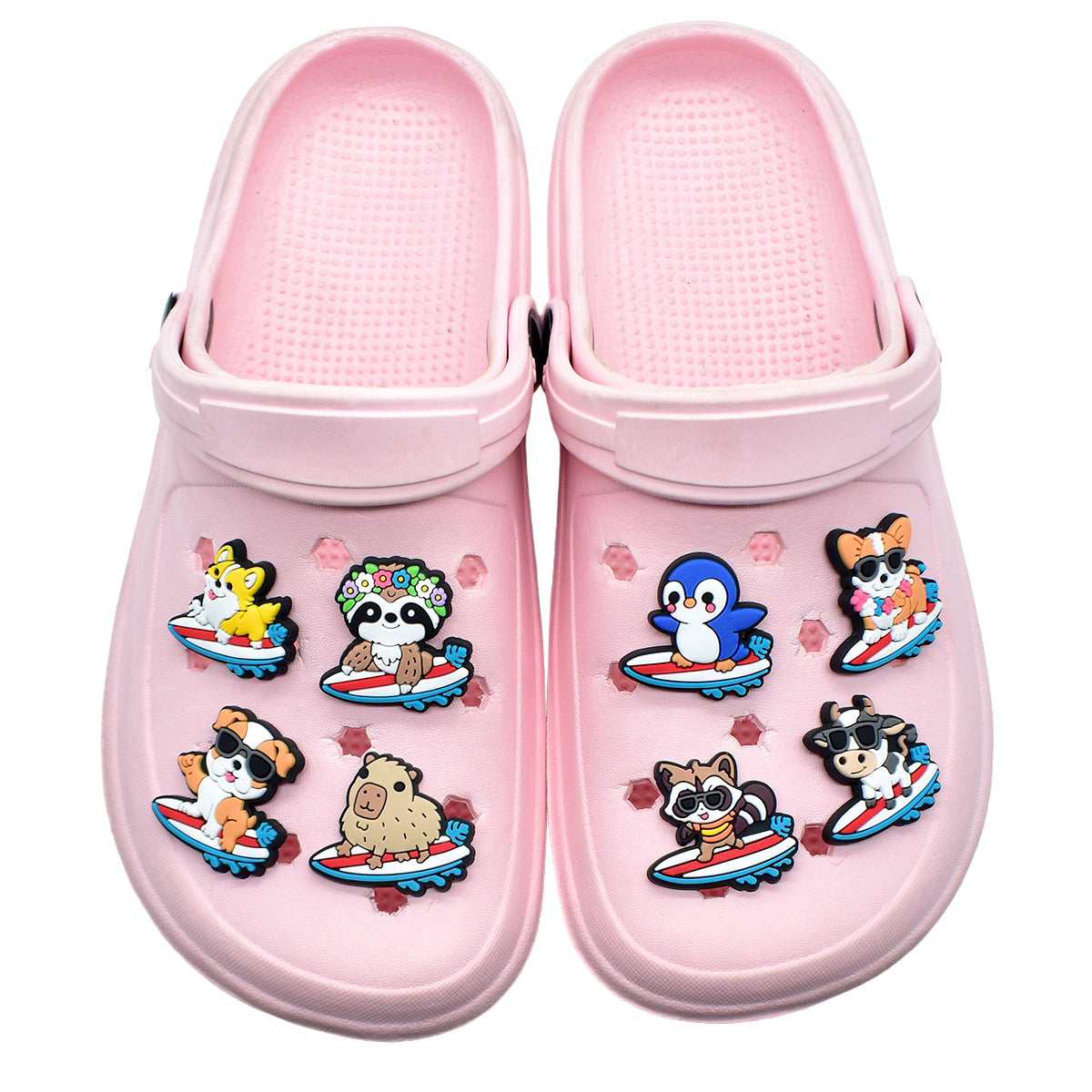 Decorazione casuale all'ingrosso della fibbia della scarpa in gomma morbida del PVC di serie del leopardo del fumetto da 100 pezzi