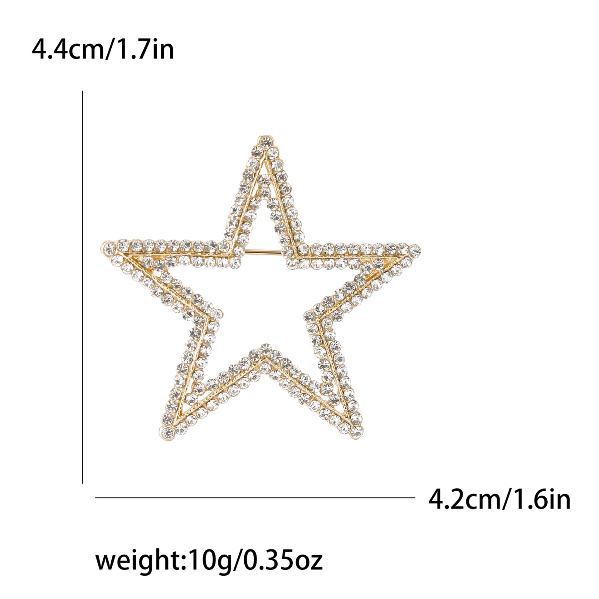 Wholesale Stylish Silver Tone Alloy Rhinestone Star Brooch Hollow Geometric Pin For Women Fashion Jewelry Accessory