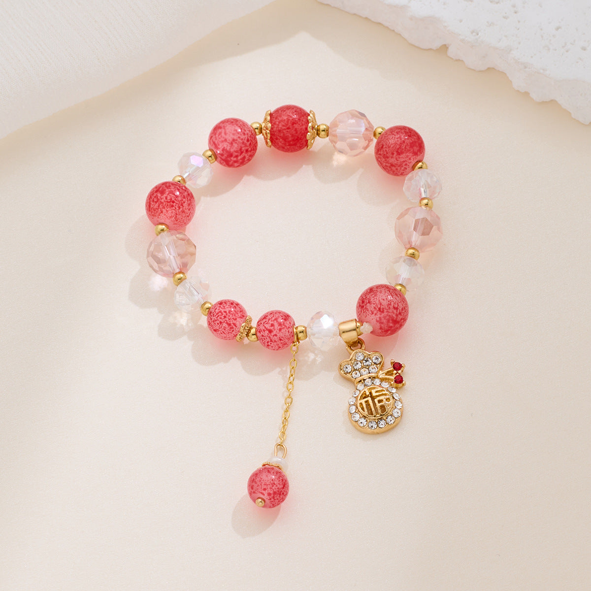 Bracciale con perline smaltate colorate all'ingrosso, borsa portafortuna, nicchia con cordino a mano