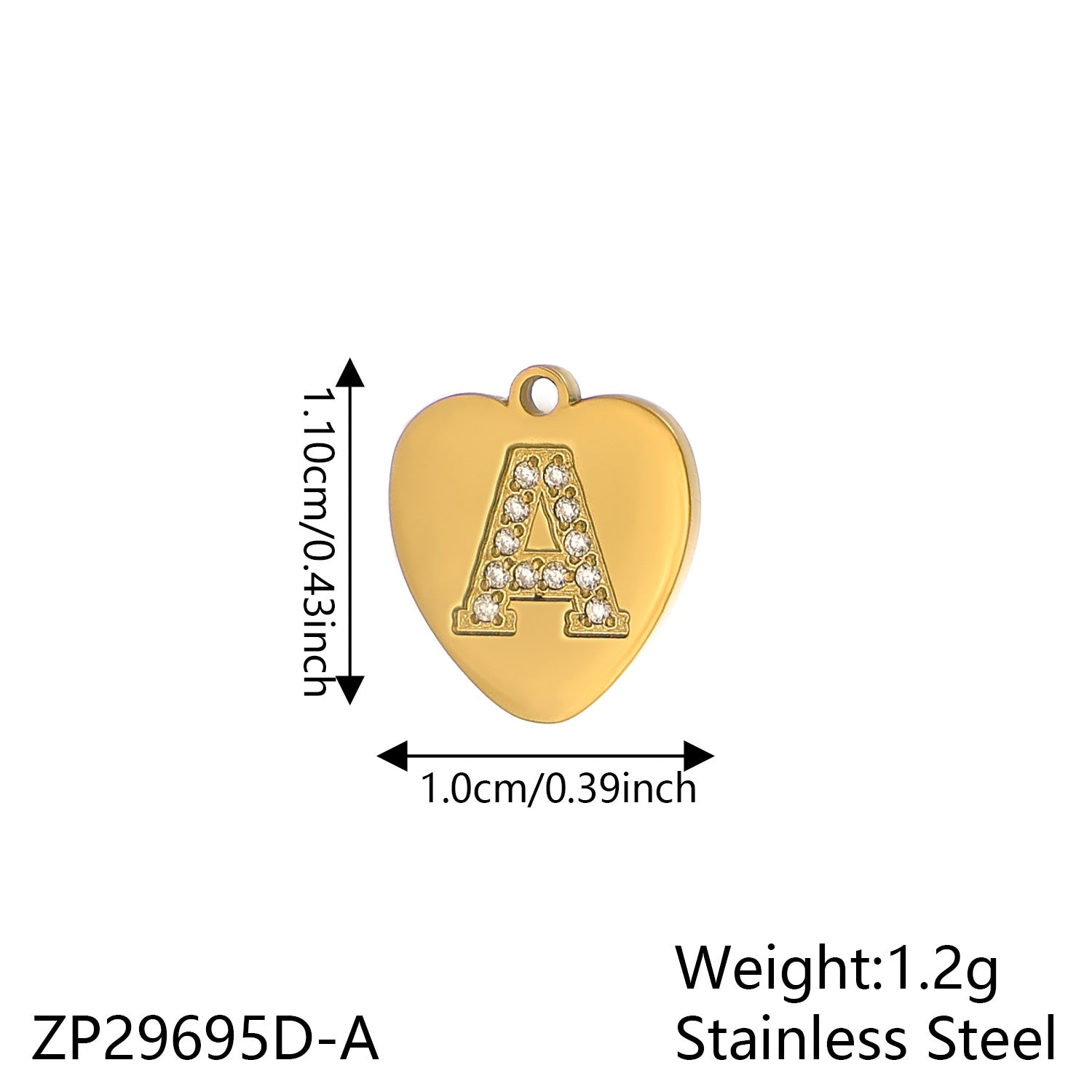 Wholesale Zirconium Love 26 Letter Stainless Steel Pendant