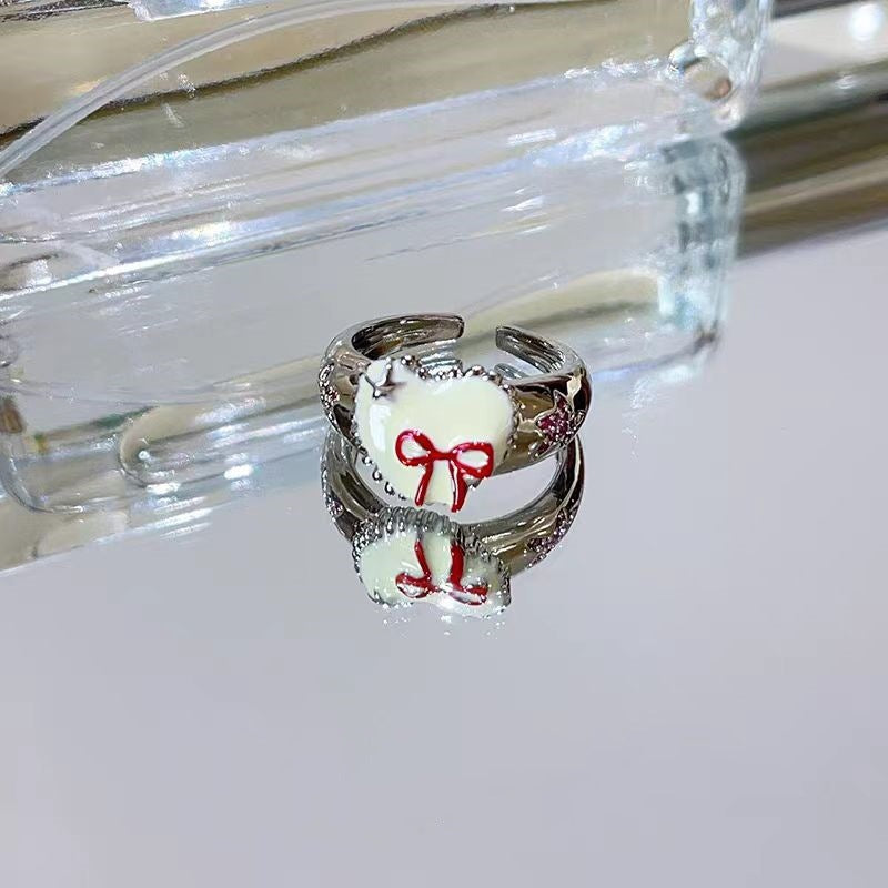 Wholesale Red  Cute Bow Love  Alloy Ring