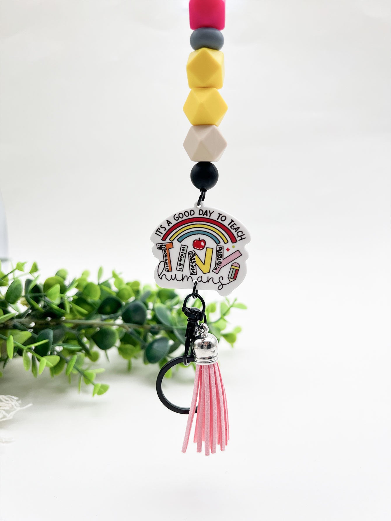 Wholesale Acrylic Pencil Silicone Beaded Lanyard Keychain ACC-KC-JiuYa016