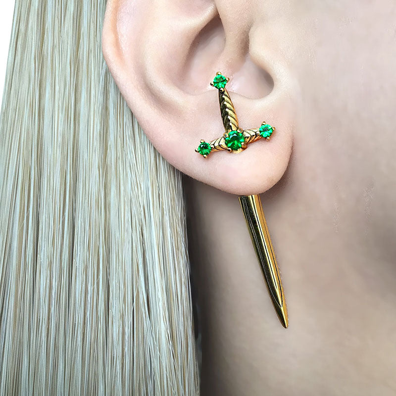 Wholesale Retro Crystal Diamond Dagger Earrings
