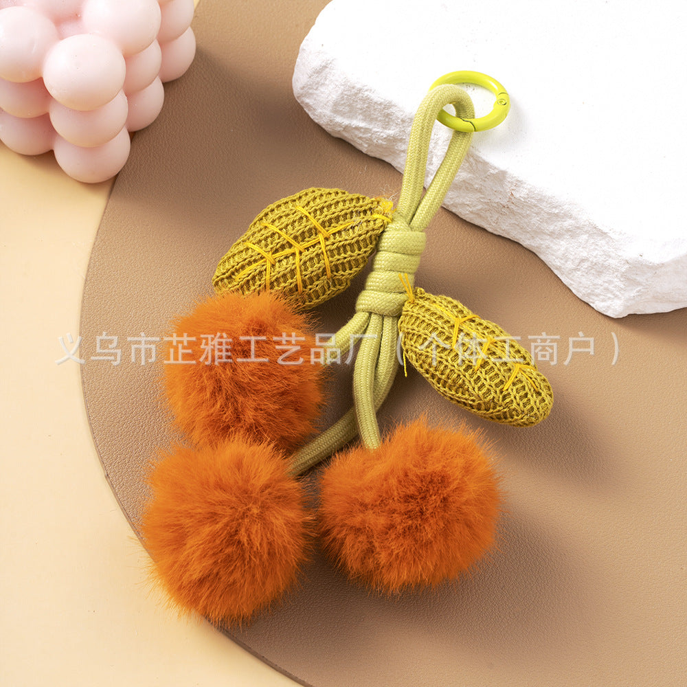 Wholesale  Hand-woven Exquisite Hair Ball Flower Keychains