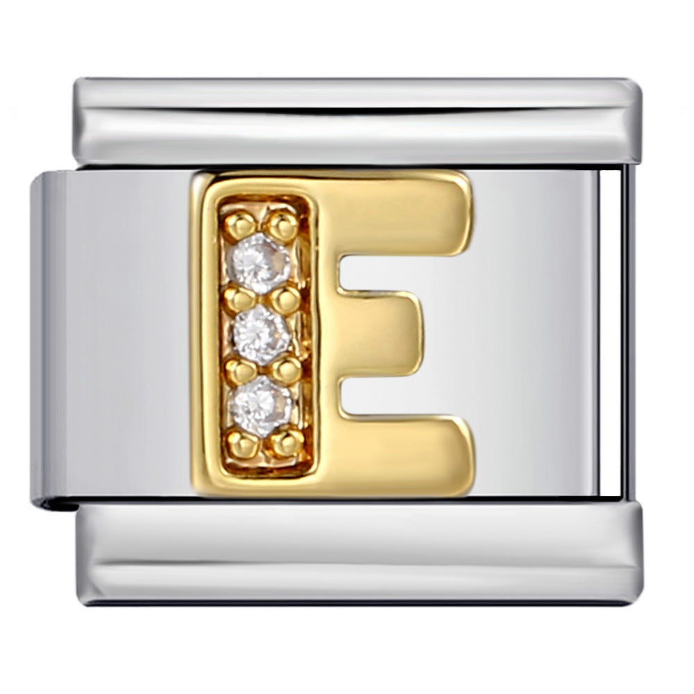 Wholesale  Italian module  stainless steel with diamond letters DIY bracelet