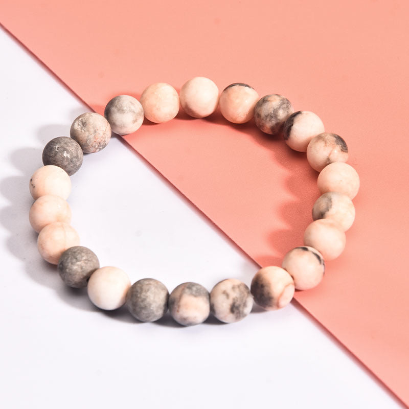 Wholesale 8MM Pink Zebra 10mm Frosted Stone Beaded Agate Bracelet ACC-BT-zhixiang015