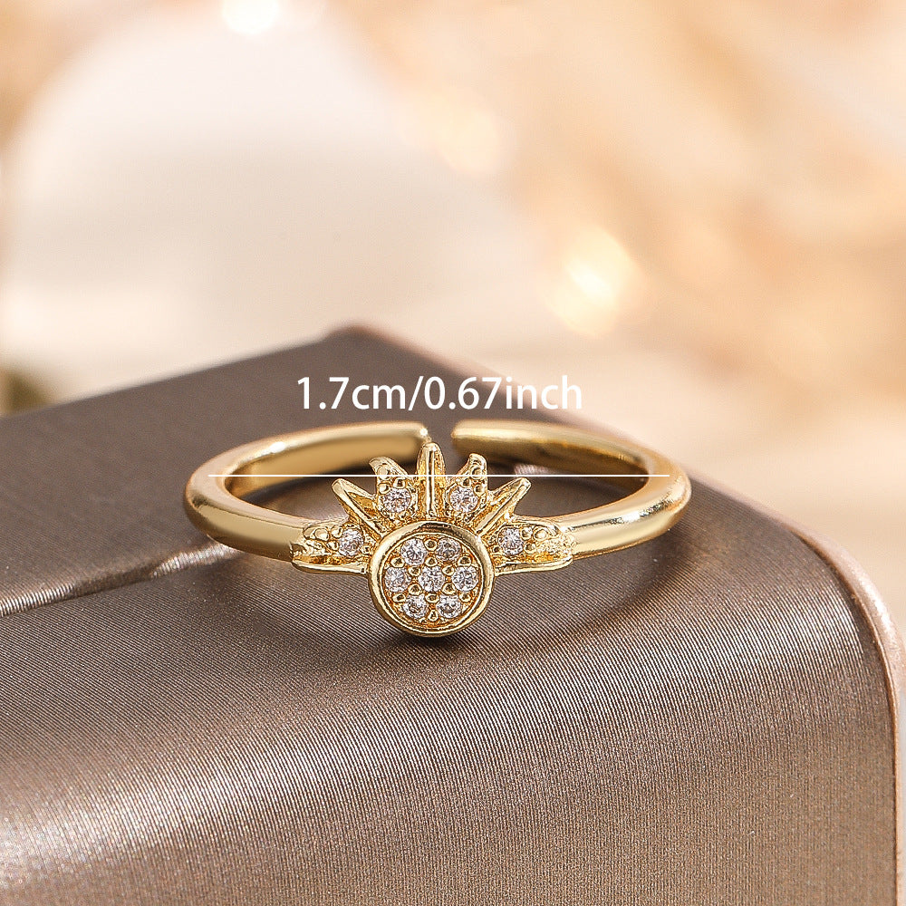 Wholesale Copper Electroplated Sun Moon Ring Stylish Astronomical Jewelry Accessory Gift