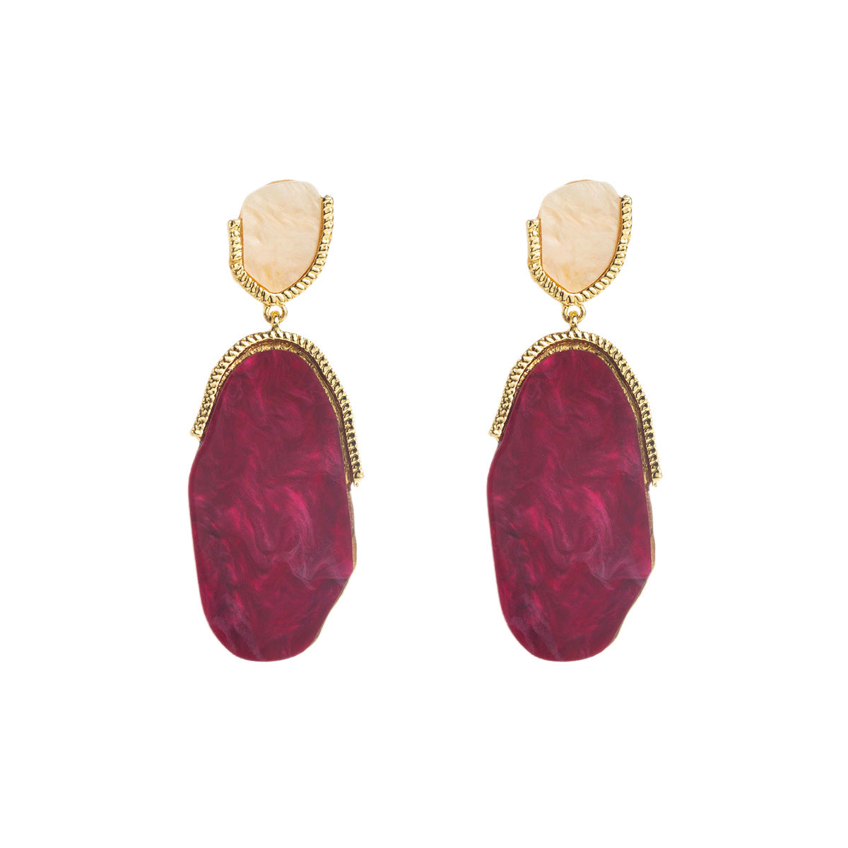 Wholesale oval earrings resin contrast color earrings