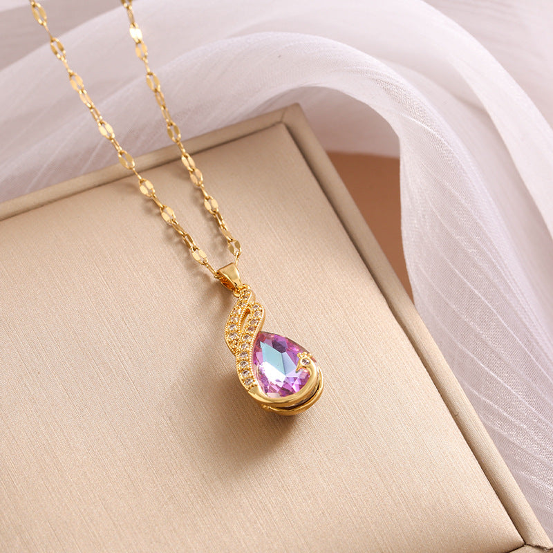 Wholesale Black and White Double-sided Four-leaf Clover Stainless Steel Necklace Light Luxury Necklaces ACC-NE-Nayin003