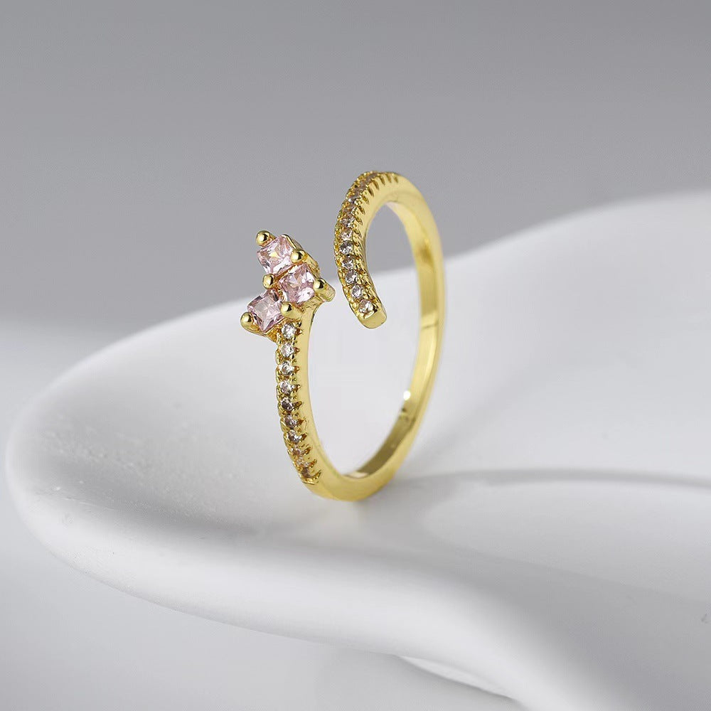 Wholesale Diamond Micro-Inlaid Zirconia Heart-Shaped Ring Open Rings ACC-RS-YXY026