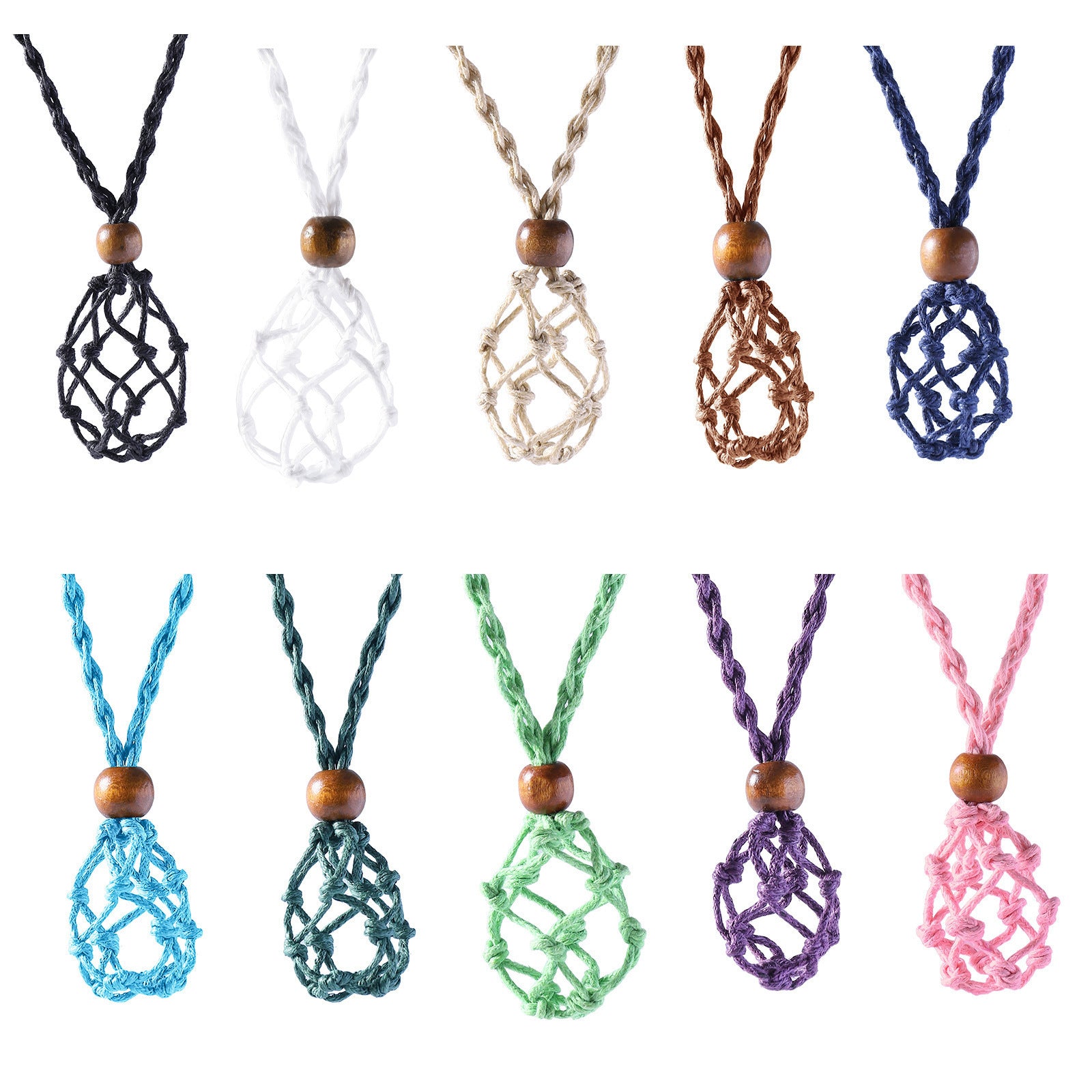 Wholesale Natural Stone Crystal Mesh Necklace Adjustable Braided Necklace ACC-NE-XingYue002