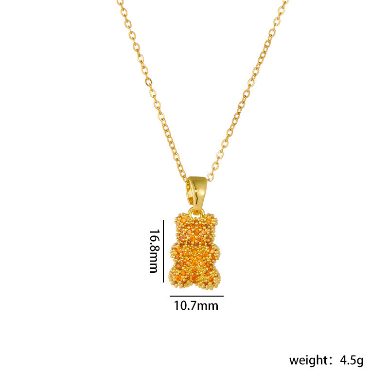 Wholesale Colorful Bear Necklace Titanium Steel Clavicle Chain Choker Necklace ACC-NE-Rongc013