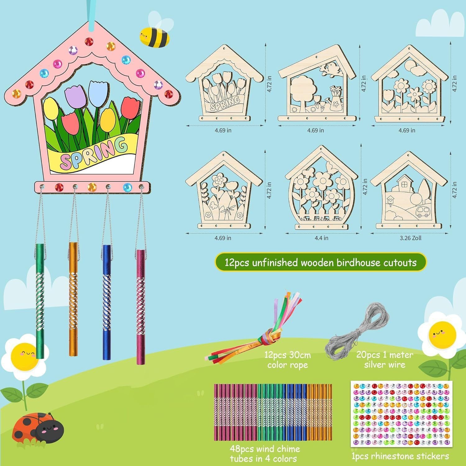 Wholesale Easter suit Wind Bell DIY Wooden Easter Set