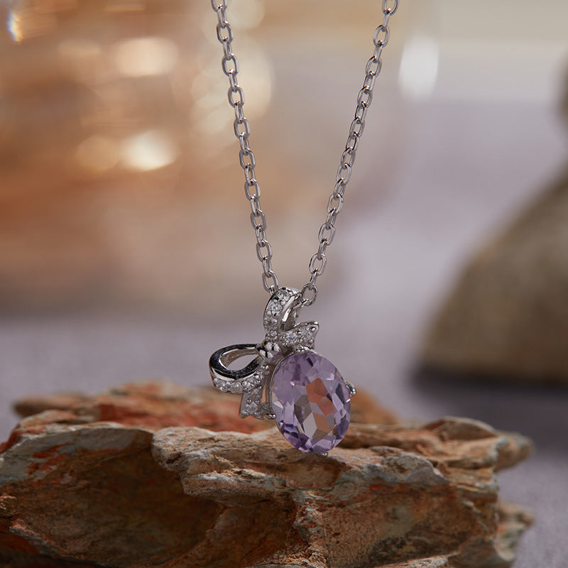 Wholesale light luxury bow S925 sterling silver plated 18K necklace