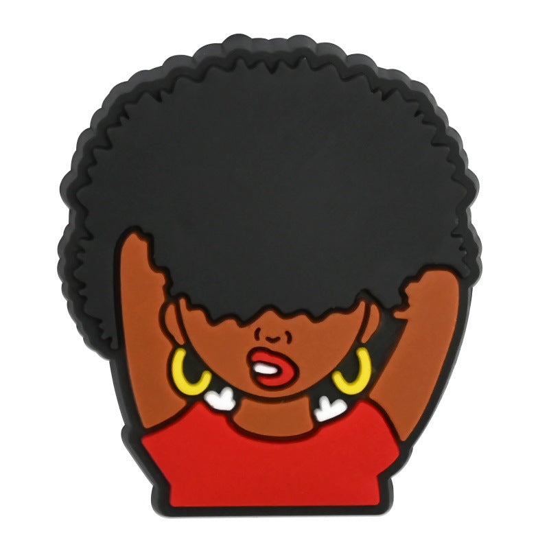 Wholesale  Random 100pcs  Black Girl SeriesPVC Soft Rubber Shoe Buckle Decoration