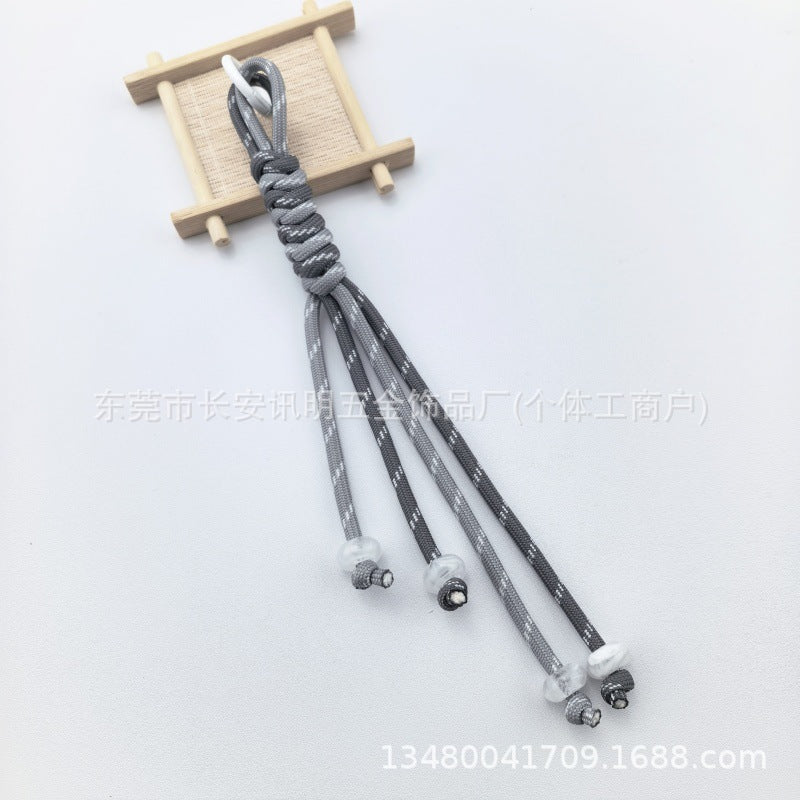 Wholesale Trendy Hand Knitted Contrast Color Keychain Lanyard Polyester Car Key Accessory