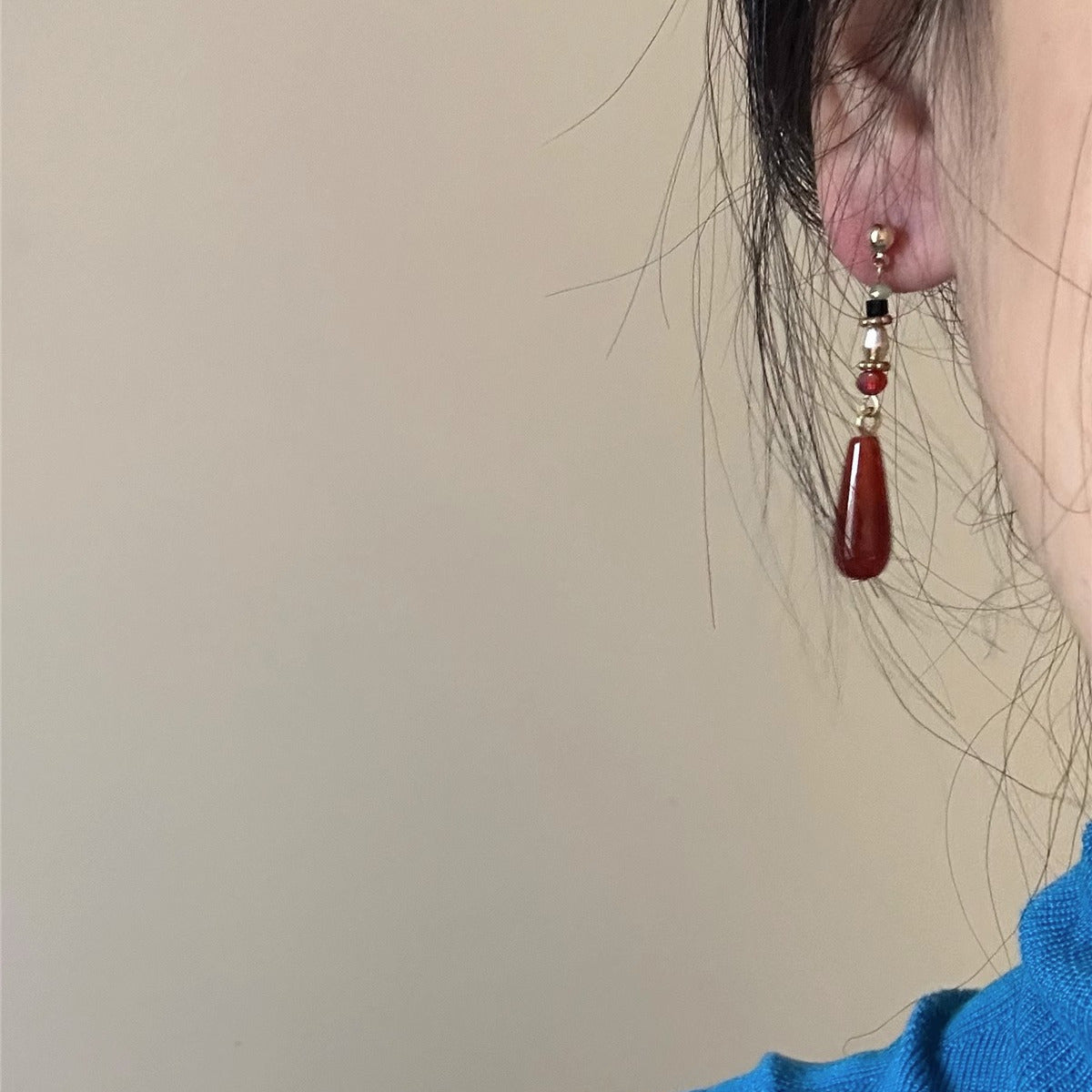 Wholesale Electroplated Resin Beaded Tassel Earrings Retro Chinese Dangle Drop Earrings for Women Party Wear