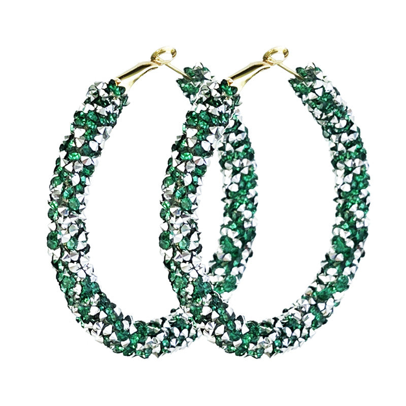 Wholesale 2 pairs/pack St. Patrick's Green Glitter Large Earrings ACC-ES-HY224