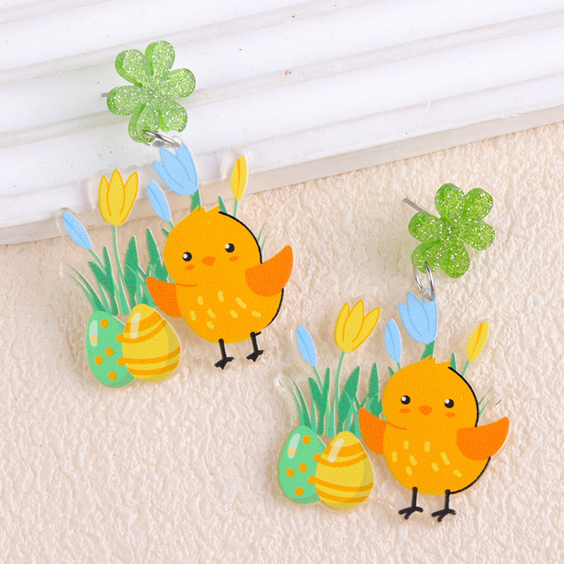 Wholesale 2PCS Acrylic Easter Carrot Chick Earrings
