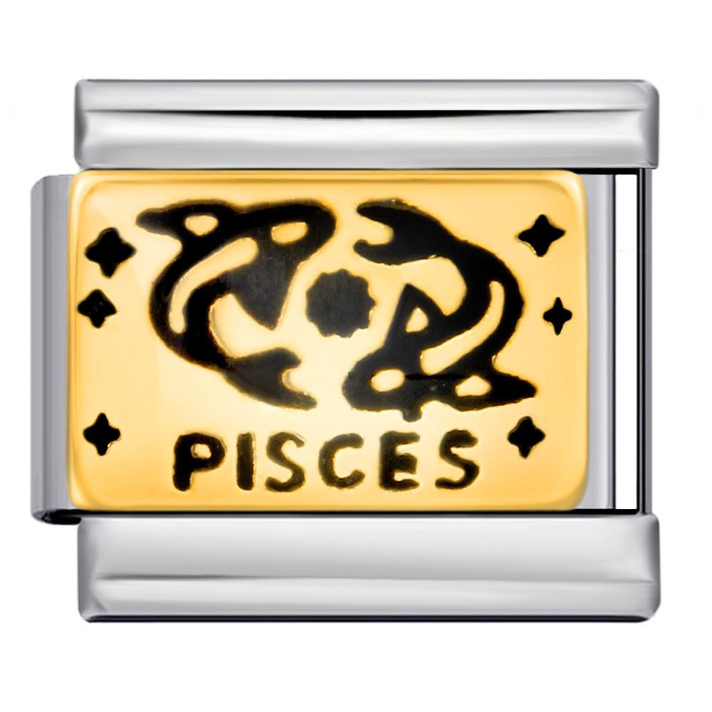 Wholesale Italian Charm Bracelet 9mm DIY Splicing Removable 12 Constellation Stainless Steel Composable Bracelet