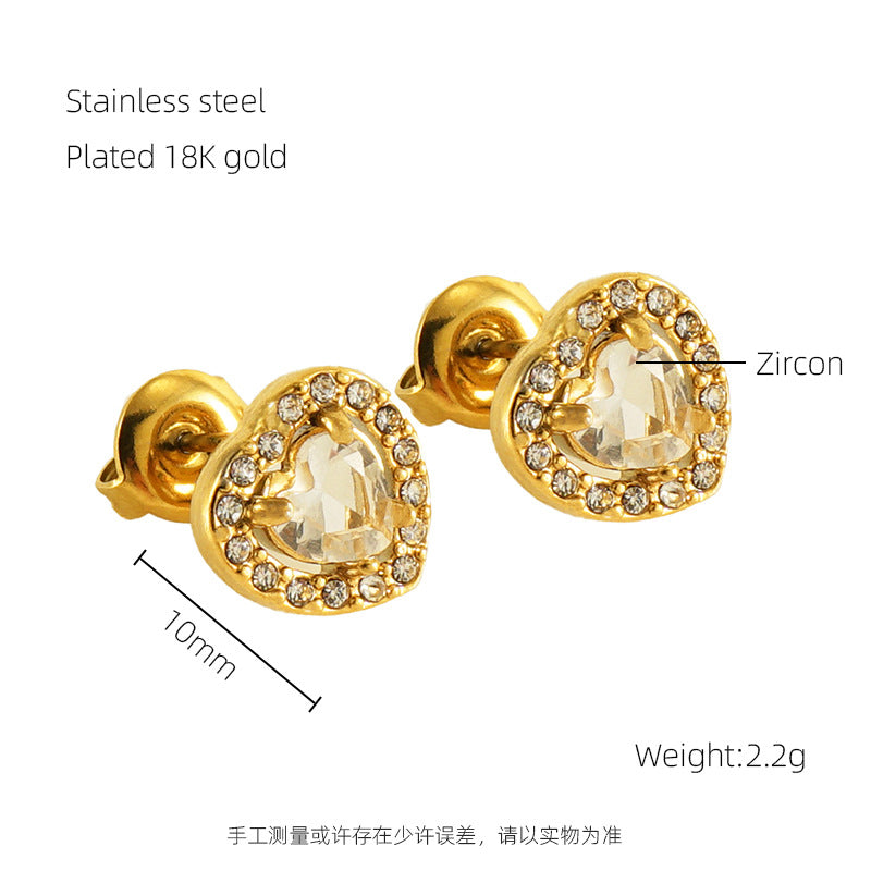 Wholesale Stainless Steel Love Zircon 18K Water Drop Sunflower Earrings ACC-ES-Zhongy002
