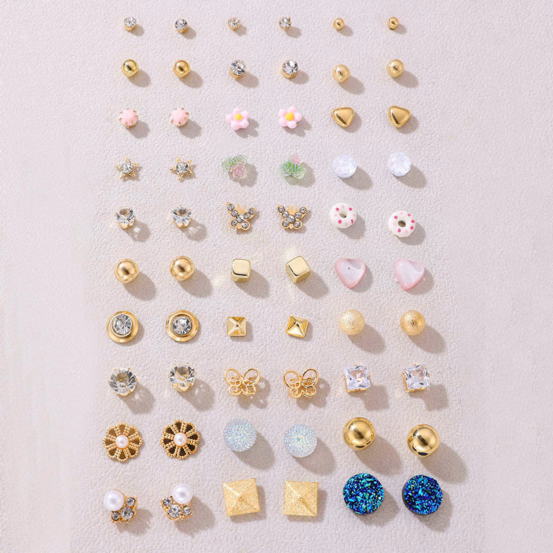 Wholesale diamond compact exquisite love pearl geometric combination female earrings