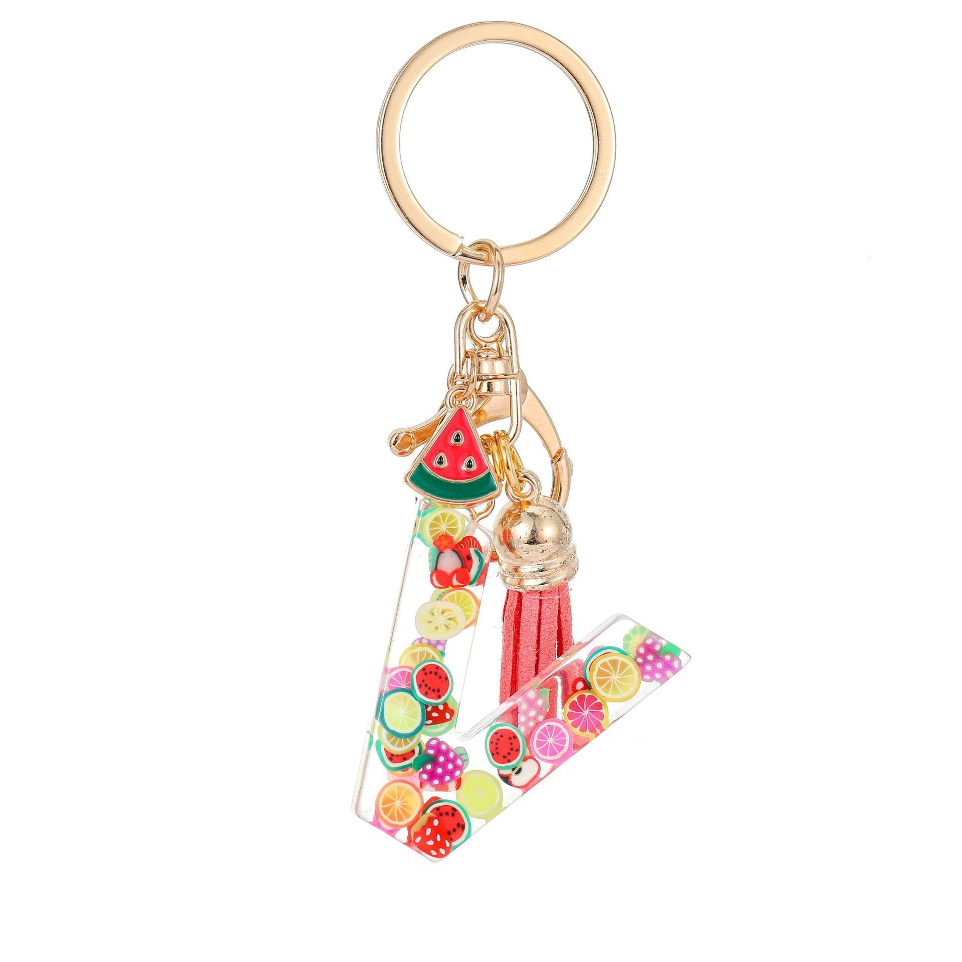 Wholesale Fruit resin letter keychain