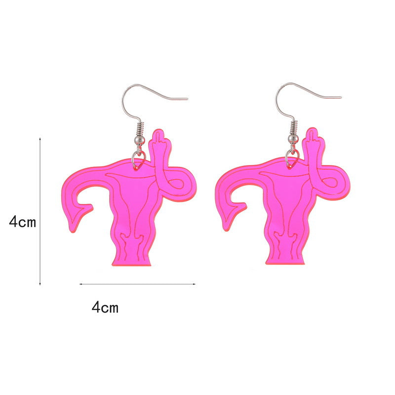 Wholesale  classic retro black rose red female uterus human organs acrylic earrings