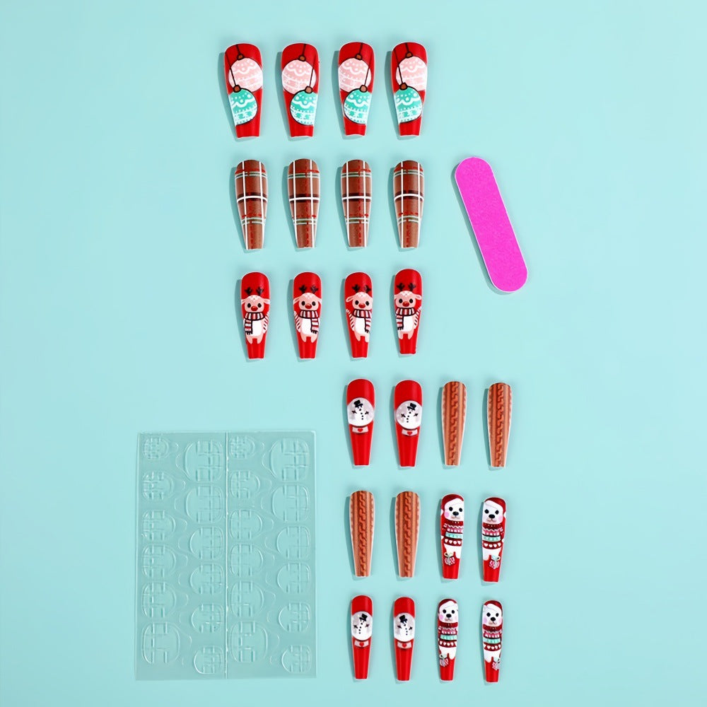 Wholesale 24 Pieces/ box Christmas Puppy Piglet Snowman Nail