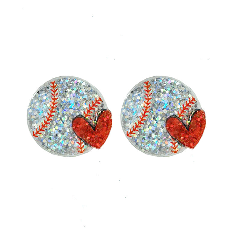 Wholesale 2 Pairs Sparkling  Acrylic  Baseball Hot Dog Popcorn Baseball Glove Earrings