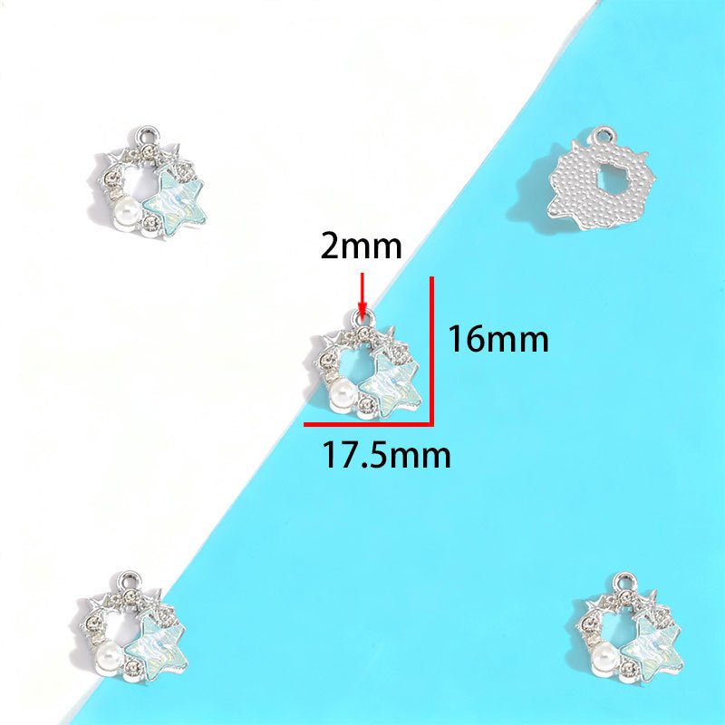 Wholesale Electroplated Zinc Alloy Blue Star Moon Resin Inlay Pendant Charms For DIY Jewelry Making Bag Charm Keychain Everyday Wear