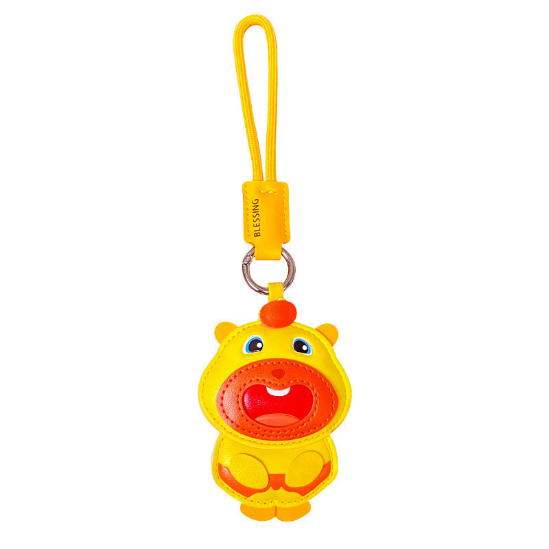Wholesale Stylish PU Leather Capybara Plush Keychain Cute Car Bag Charm Yellow Boutique Resale