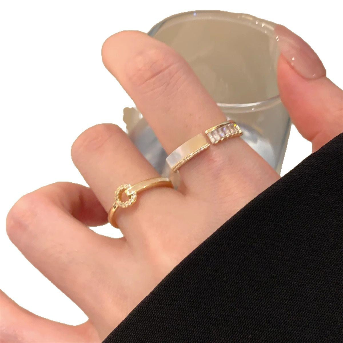 Wholesale Simple and Fashionable Zircon Design Sense Stacked Ring