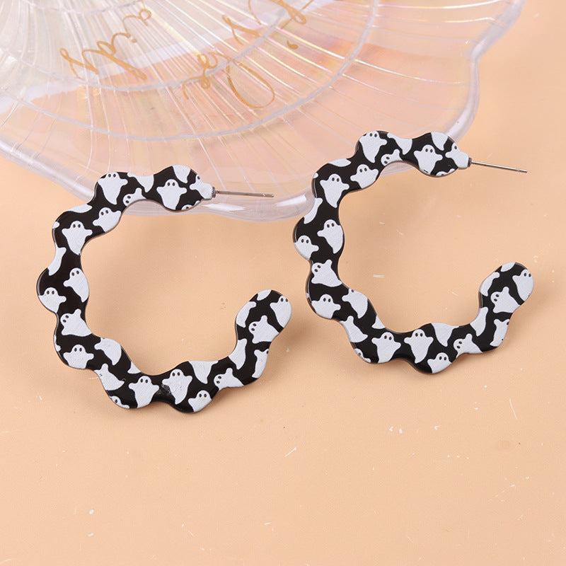 Wholesale   Color Bat Ghost C Ring Acrylic Earrings