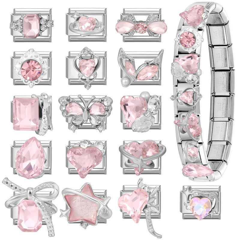 Wholesale Sweet Italian-Style DIY Bracelet Beading Kit ( Includes Crystal Bow,  Heart,  and Star Charms)  — Ideal for Resale in Fashion Accessory Boutiques