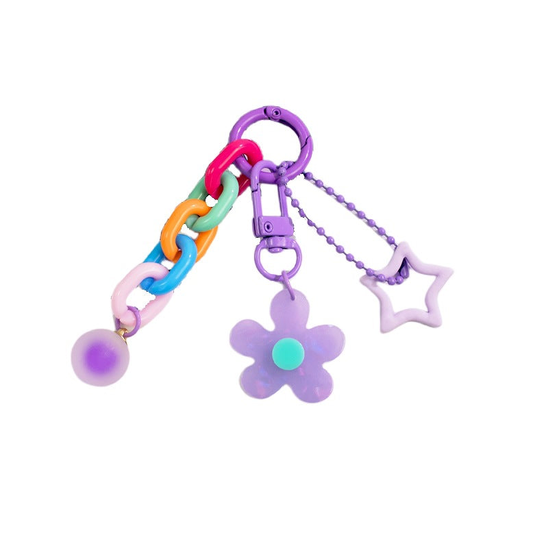 Wholesale flower keychain acrylic ornaments colorful stars  keychain