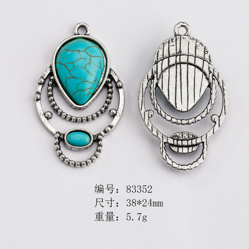 Wholesale Ethnic Retro Style Turquoise Alloy Diy Bracelet Necklace Pendant Accessories ACC-PT-Yongc003