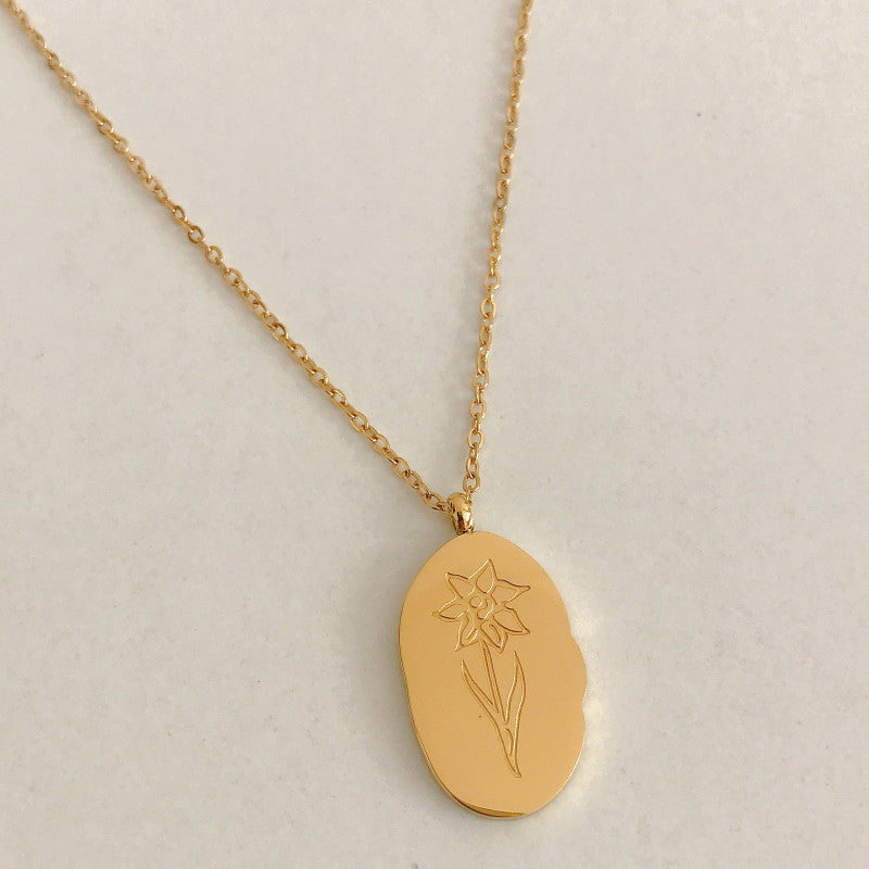 Wholesale 18k Gold Plated Stainless Steel December Birth Flower Necklace